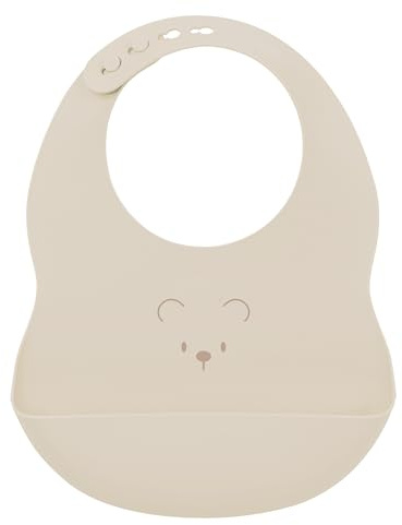 Nattou Bavoir en Silicone avec Récupérateur, Taille Réglable, Vegan, Sans BPA, Environ 20 x 27 cm, Silicone, Argile