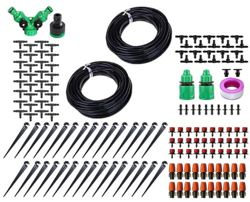 Drip Irrigation System Kit,Hose Irrigation Kit,98ft Automatic Smart Adjustable Garden Accessories,for Gardens, Raised Beds, Lawns