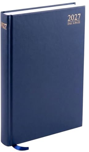 PaulStore 2027 Desk Diary A4 A5 A6 | 2027 Planner Week to View & Page a Day | Hardbacked Executive Journal for Office, Home & School (Blue, A4 Day A Page)
