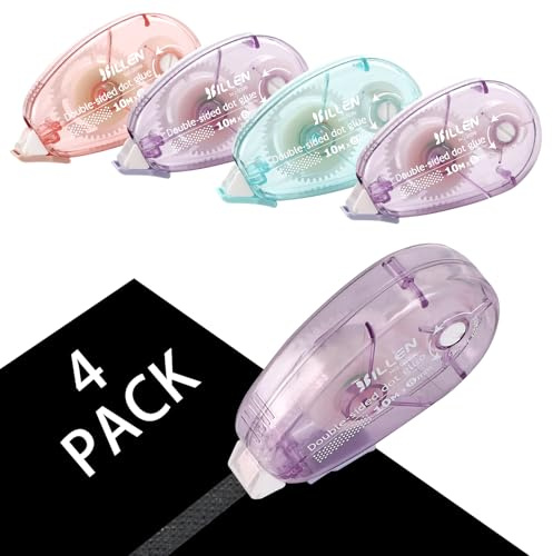 Farerkass Kleberoller, Adhesive Roll, Doppelseitiges Klebeband Transparent | 4 Stück Permanenter Klebestreifen, Double-Sided Adhesive Tape für Fotoalben Karten Fotos Basteln Tagebuch (4, 8m*8mm)