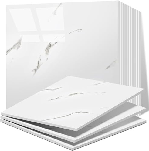 Vieshful 10pcs Self Adhesive Wall Tiles，30x30cm Stick on Wall Marble Tile, PVC Waterproof Shower Walls Panels, Back Splash Stick on Tiles for Kitchen Bathroom Livingroom