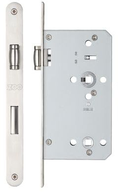 Kooples Hardware Roller DIN Bathroom Lock 78mm Centres, 60mm Backset Radius Faceplate Mortice Privacy Lock for Lever & Thumbturn Sets