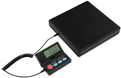 50kg Digitale Paketwaage Briefwaage mit Klappbarem Externes LCD Display, Spiralkabel und Batterien Postwaage Genauigkeit 1 g oder 2 g / 0.1 oz Plattformwaage für Paket, Gepäck, Lager
