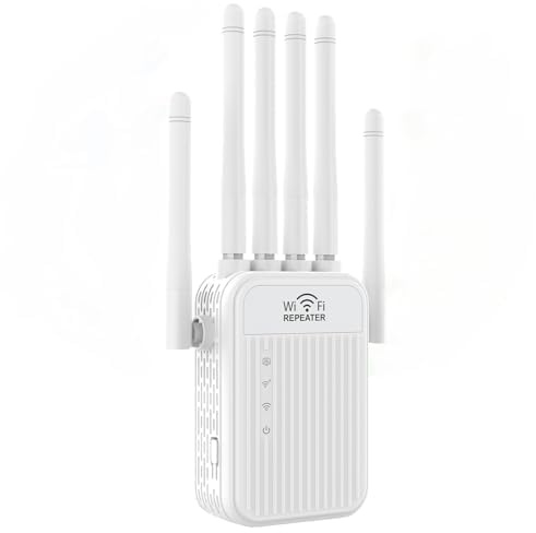 Potente repetidor WiFi 6， Amplificador Señal WiFi Largo Alcance, 2 Puertos LAN, Extensor WiFi, Repetidor/Router/Ap Modos, Cobertura de hasta 300 m², para hogar y Oficina