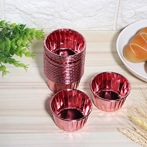 Eminchu 50 Moldes para Magdalenas, Tazas Antiadherentes para Hornear, Forros de Borde Rizado con Plata, Oro, Oro Rosa, Color Brillante, Ideal para Fiestas, Bodas, Celebraciones, Muffins, Pasteles,