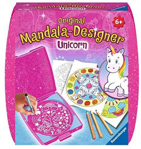 Ravensburger Mandala Designer Mini Unicorn 29704, Zeichnen Lernen für Kinder ab 6 Jahren, Zeichen-Set mit Mandala-Schablone für farbenfrohe Mandalas