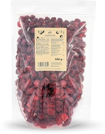 KoRo - Griottes entières lyophilisées 500 g - Fruits secs entiers, purement végétaux et vegan.
