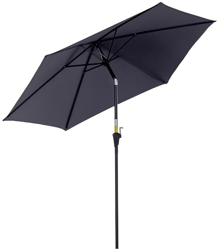 Outsunny Parasol droit parasol inclinable de jardin balcon terrasse manivelle toile polyester imperméabilisée haute densité 180 g/m² Ø2,6 x 2,35H m aluminium gris