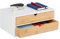 Relaxdays Boîte à tiroirs, Bambou et MDF, Mini-Commode 2 Compartiments, HxLxP : 14x33x21 cm, Organiseur, Nature/Blanc