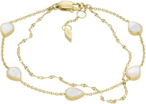 FOSSIL Damen-Gliederarmband Teardrop Perlmutt weiß, JF04317710