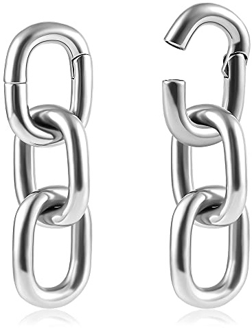 Vankula Ohr Tunnel Gewichte Flesh Ear Weights Kette Edelstahl für männer damen Ohrpiercing Gestreckte Schmuck 4mm Silber