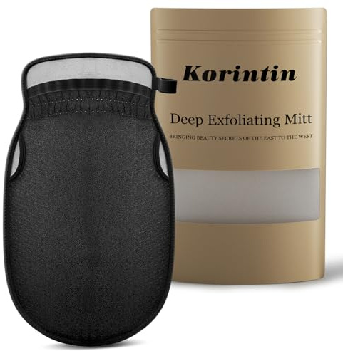 Korintin Exfoliating Glove, Exfoliating Mitt for Dead Skin 1pc, Deep Body Shower Gloves, Exfoliating Gloves Skin Cleanser, Great for Spray Tan Removal or Keratosis Pilaris (1 Pack)