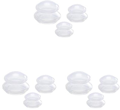 3 set di 3 coppette in silicone per massaggio a coppa sottovuoto, per spalla, braccia, corpo, massaggio trasparente