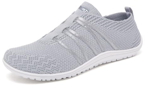 Meroo Bekväm Barfotaskor Dam Och Herr Andningsbara Sneakers Halkfria Vandringsskor Skor För Löparbana Snabbtorkande Strandskor Original Fitness Skor Minimalistiska Skor Traillöparskor Grå 40EU