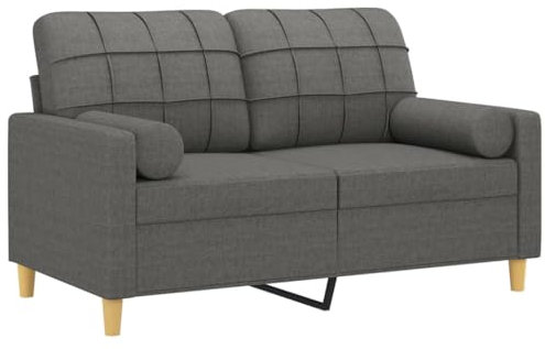 vidaXL Sofa 2 Sitzer, Couch mit Zierkissen, Liegesofa für Wohnzimmer, Polstersofa Sessel Relaxsofa Loungesofa Relaxcouch, Dunkelgrau Stoff
