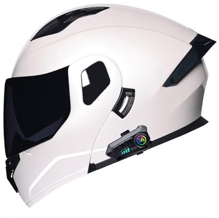 Integrierter Modularer Motorradhelm mit Bluetooth Klapphelm ECE Zertifiziert Sturzhelm RollerHelm Integralhelm mit Sonnenblende für Herren Damen Erwachsene A,M