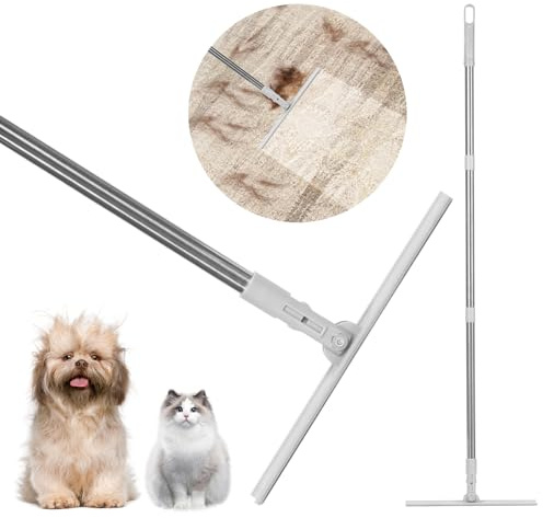 SIMMOP Tierhaarentferner, Hunde Katzen Haarentfernungsbürste Teppichreiniger mit verstellbarem langem Griff, Hundehaarentferner für Teppich, Teppichrechen, Couch, Bodenmatten, Haustierturm, Treppen