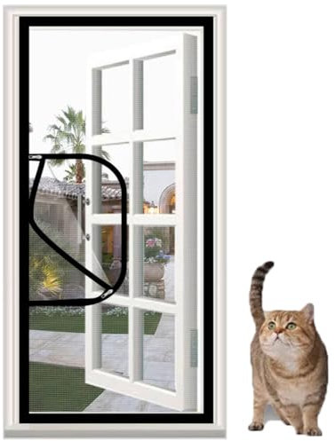 Yuly Katzen-Fensterschutz, selbstklebend, Katzensicherheitsnetz, Fliegengitter, Anti-Moskito-Insektennetz für Balkon, Küche, abnehmbares, waschbares Netz