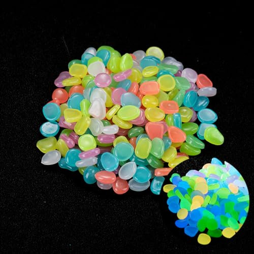 OIGWBPH 100 pcs Pietre Luminosi,Pietre Luminose Colorate,Ciottoli luminescenti Pietre Fluorescent,Sassi Luminosi da Giardino,per Giardino,Terrario, Sentieri, Cortile, Vaso di Fiori, Acquario, Piscina