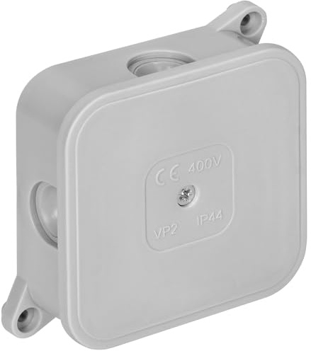 Miratic Boite de Derivation Etanche Exterieur IP44 avec 4 presse-étoupes en caoutchouc Boite de Derivation Encastrable et En Saillie Haute Qualité et Résistance aux Intempéries (gris)