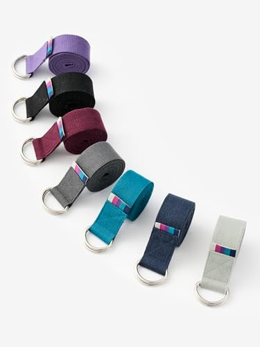 Yogamatters D-Ring Yoga Belt Strap - Organic Cotton, 2m | For Stretching and Improving Flexibility | Yoga Accessories & Equipment (Mineral)