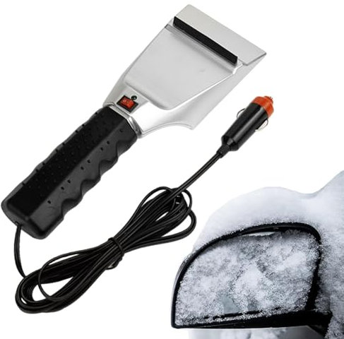 Rascador de hielo calentado para coche,Rascador de nieve eléctrico calentado para coche - Pala quitanieves para parabrisas de 12 V,Raspador calentado, herramienta de eliminación de nieve, pala de hiel