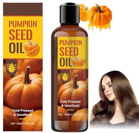 HLMULL Nuovo Olio di Semi di Zucca, Olio di Semi di Zucca, Olio per Il Corpo di Semi di Zucca, 100% Puro, Olio di Semi di Zucca Biologico per Capelli, spremuto a Freddo, profondamente idratante