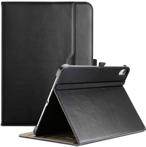 ProCase för iPad A16 11:e generationen 11 tum 2025/iPad 10:e generationen fodral 10,9 tum 2022, iPad 11/10 PU-läderfodral affärsstativ fodral smart folio med handrem framficka pennögla – svart