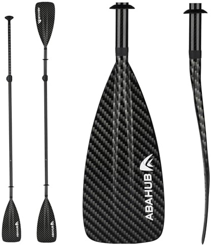 Abahub 4 teilige Carbon SUP/Kajak Paddel, verstellbares Stand Up Paddleboard, Leichter Carbonschaft, mit Carbonmuster der Paddelblatt 3k Kunststoffklinge