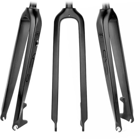 27,5/29 Pollici Forcella da Strada MTB Forcella,Forcella Rigida in Fibra Carbonio 3K/Tubo Dritto 28,6 * 300mm/Cambio Aperto 100mm/Lunghezza Totale 770mm/Freno A Disco sul Montante A