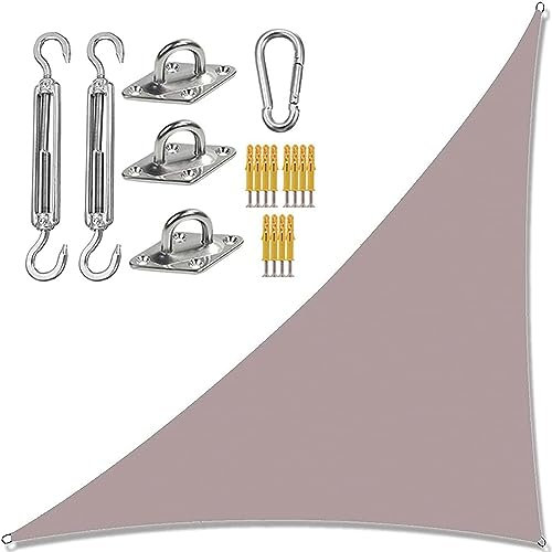 Dreieckiges Sonnensegel, wasserdicht, UV-Schutz, mit Befestigungsset, rechtwinklig, Sonnenschutz, Markise für Garten, Picknick, Camping, Khaki, 6 m x 6 m x 6 m
