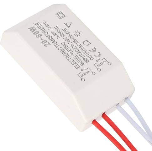 Transformador Electrónico de 20-60W, Controlador de Fuente de Alimentación Inteligente de 220V a 12V, Potencia Completa y Salida Estable, Tamaño Compacto y Peso Ligero,
