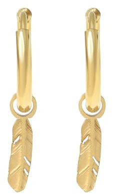 Tillverkad av Nami set, hängande örhängen, silver eller guld med fjäderhänge av kirurgiskt rostfritt stål, allergivänliga och vattentäta smycken, damer, boho-örhängen, Klein, Rostfritt stål, Ingen