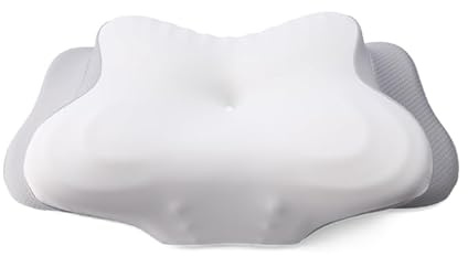 Almohada Cervicales y Cuello Viscoelastica, 2 en 1 Almohada Ergonómico Espuma de Memoria Almohada para Soporte de Cabeza/Cuello/Hombro,e Sueño y Tecnología de Enfriamiento,62x37x9/14cm (blanco)
