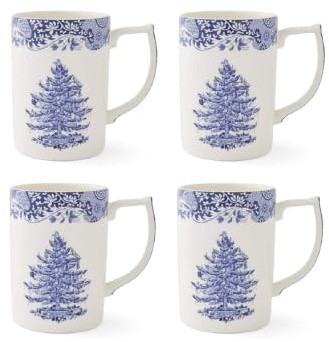 Spode Blaue italienische Weihnachtstasse, 0,34 l, Blau und Weiß