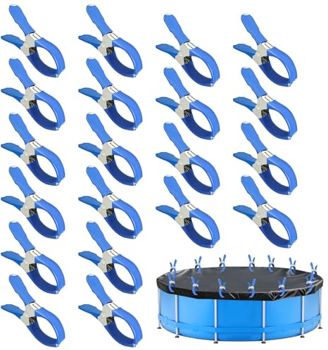 20 Stück Klammern Metall Für Poolabdeckung Klemmzwingen Große Spannweite Für Oberirdische Pool Klammern Für Abdeckplane Federklemme mit Starker Spannkraft Für Poolplane Siloplane Abdeckplane(Blaux20)
