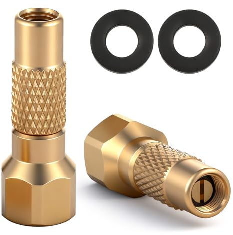 2PCS Air Chuck Twist-On, Screw on Tire Air Chuck Heavy-Duty Brass Twist-On Chucks Tire Inflator Nozzle with 1/4'' Npt Thread for Tires Inflator Gauge Compressor Accessories