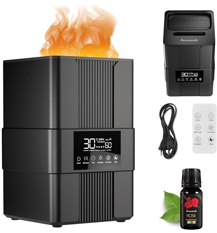 Premium Aroma Diffuser für Ätherische Öle, Aromadiffusor - Luftbefeuchter, Ultraschall, Aromatherapie, Schlafzimmer, Büro, BPA Free, 200ml, Schwarz, Varma