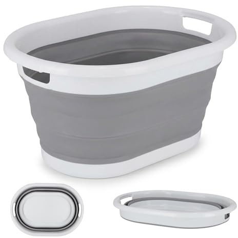 BAKOKI Cesto portabiancheria pieghevole 24 l, contenitore pop-up, pieghevole, portatile, salvaspazio, per camper, pesca, autolavaggio, casa, campeggio e attività all'aperto