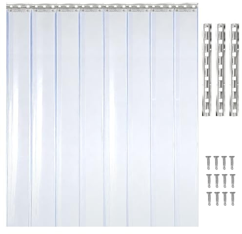bimiti PVC Lamellenvorhang Streifenvorhang 120x200cm Transparent Streifenvorhang, Lamellen Stallvorhang PVC Lamellenvorhang Winddicht Wasserdicht für Zimmer, Läden, Supermärkt, Kühlraums