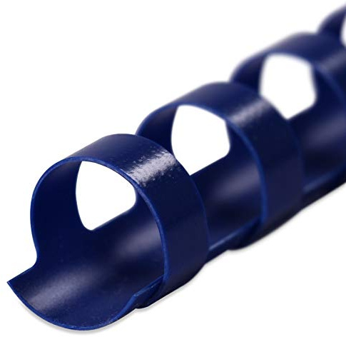 Plastikbinderücken, BLAU, 10 mm, 21 Ringe, 100 Stück, für ca. 55 Blatt – Plastikringbindung, Spiralbindung, Ringbindung