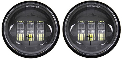 SKUNTUGUANG 2PCS Cromo 4.5 Pollici 30 W LED Nebbia Ausiliario Fari Moto Passing Fog Light Lamp Per (Nero)