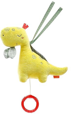 Fehn 051018 Mini-Spieluhr Dino – Kuscheltier & Einschlafhilfe: Melodie „Mozarts Wiegenlied“ beruhigt in jeder Situation – idealer Begleiter für zuhause & unterwegs – für Babys & Kleinkinder