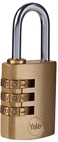 Yale Lucchetto in ottone a combinazione Y150B/30/125/1 corpo 30mm, arco in acciaio, combinazione a 3 cifre