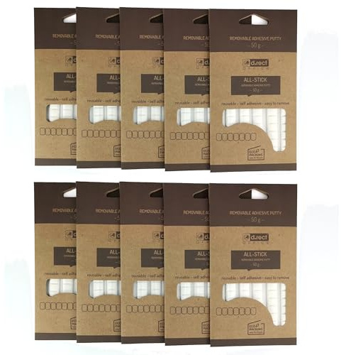 D.RECT Klebepads weiß | wieder ablösbar |Klebeknete, formbar | Blister mit 80 Pads | 10 Stück