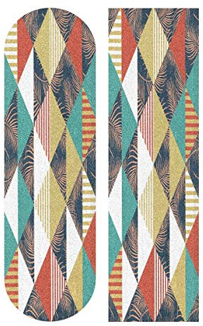 LDIYEU Geometrische Bunte Kunstblätter Skateboard Griptape rutschfest Selbstklebend Longboard Griptapes Aufkleber Griffband 33X 9(1pcs)