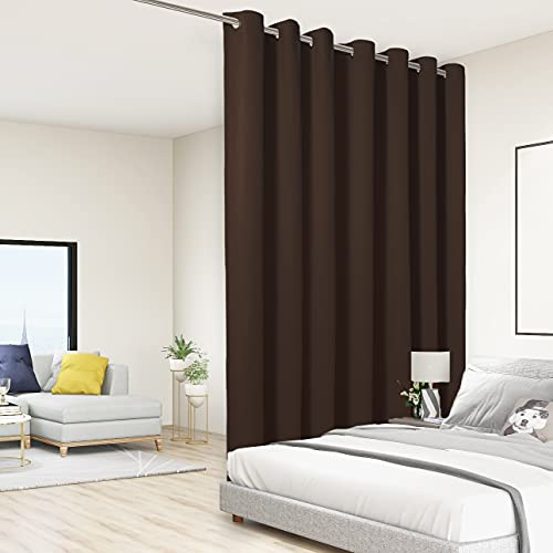 BONZER Extra Wide Room Divider Curtain Screen Partitions Total Privacy Wall Noise Reducing Blackout Curtains for Living Room, 108L x 108W Inch (9L x 9W ft), 1 Panel, Chocolate