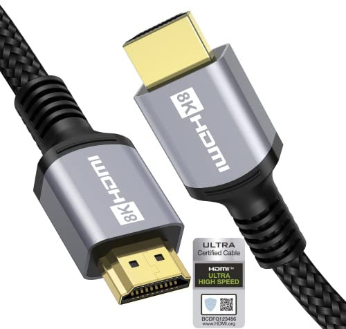 Anhuicco 4K 8K Cavo HDMI 2.1 Certificato 1 metri 48Gbps 10K 30Hz 8K 60Hz 4K 120Hz 2K 240Hz ALLM VRR G-SYNC Dobly ARC eARC HDR 10+ HDCP 2.3 Supporto PS5 Xbox Soundbar Reale 8K Fire TV