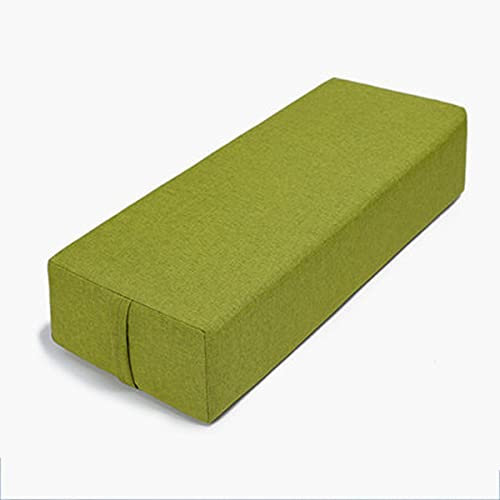 Yoga-Kissen, bequemes Meditationskissen, Bezug mit maschinenwaschbarer Baumwolle und Leinen, mit Griff, kann für Pilates verwendet werden, 65 x 24,9 x 15 cm (Farbe: Grün)
