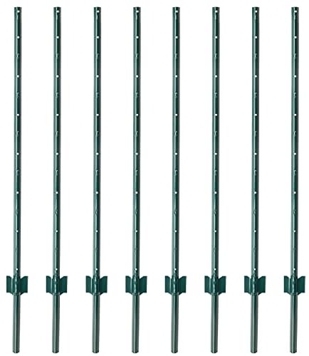 8X Piquets métalliques profilé U, 137 cm, piquets pour Grillage de volière, Treillis Hexagonal, pour clôture de Jardin, pour Grillage pour Plantes grimpantes,Vert